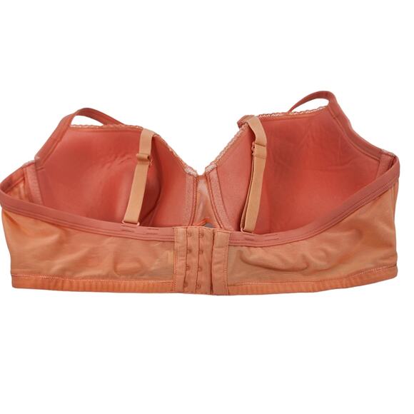 Cacique Orange Peach Floral Lace Underwire Full Coverage Bra Size 42DD - Picture 5 of 5